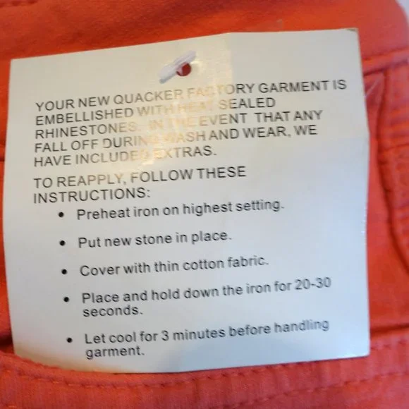 Quacker Factory Dream Jeannes Orange Pants size 6 NWT - Picture 5 of 7